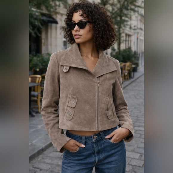 BCBGMaxAzria Jackets & Blazers - Bcbg Maxzaria | GORGEOUS Women's Tan Suede Jacket, Size M (Made Small)